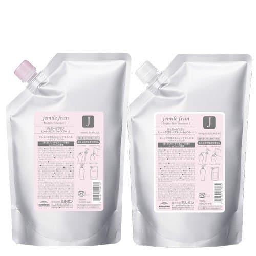 【セット】 ミルボン MILBON ジェミールフラン ヒートグロス シャンプー J 1000mL + トリートメント J 1000g 【詰め替え用】 シャンプー トリートメントセット
