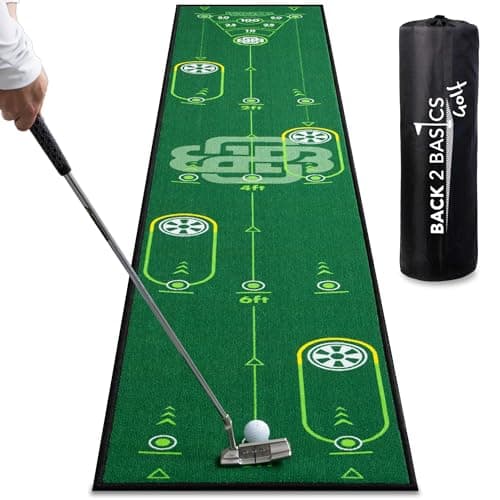 BACK2BASICSGOLF パターマット パター練習マット パター練習器具 【全英覇者コーチ監修x高速グリーンx距離感x方向性xインパクト向上x3mxガイドブック付きxグリーン】