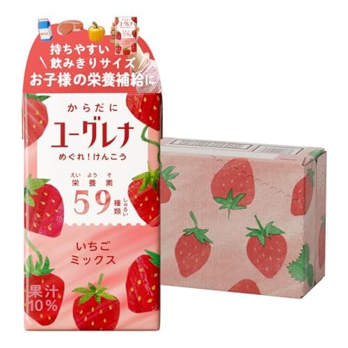 からだにユーグレナ いちごミックス 24本 ユーグレナ 子ども 箱ケース入り ドリンク フルーツジュース ビタミン ミネラル 食物繊維 ミドリムシ
