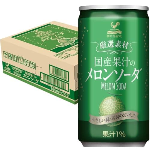 神戸居留地 厳選素材 国産果汁の メロンソーダ 缶 185ml×20本 [ 国産 メロン果汁 使用 国内製造]