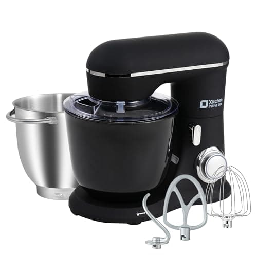 Kitchen in the box スタンドミキサー 4.5L+5Lダブルボウル 大容量 10段階スピード調節 3種類アタッチメント付き ブラック