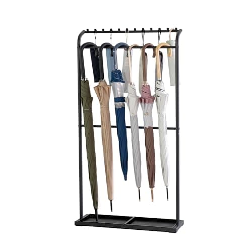 HEIAN SHINDO 傘立て ワイド 折り畳み傘対応 フック付き アンブレラハンガー マットブラック 耐荷重5kg H-9BK 平安伸銅工業