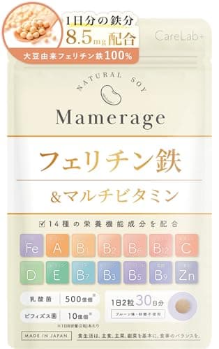 【医師監修】フェリチン鉄 サプリ 鉄分8.5mg マルチビタミン 14種の栄養機能食品 60粒 30日分 貯蔵鉄 乳酸菌500億個 ビフィズス菌50億個