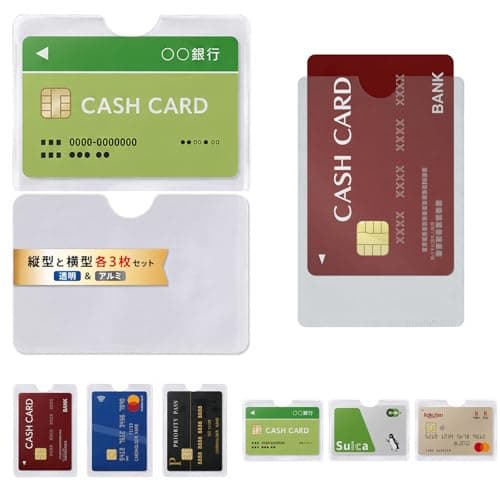 [MISSLIKE] スキミング防止 カードケース 【片面透明×片面アルミ】 RFID・磁気干渉防止 クレジットカード 横型・縦型 (6枚セット)