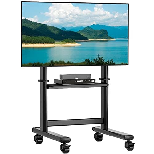 Rfiver テレビスタンド キャスター付き テレビ台 55～100型 大型 モニタースタンド 耐荷重90kg ディスプレイスタンド 棚板付き