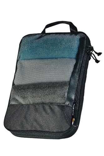 エレコム 旅行用 収納袋 圧縮袋 パッキングキューブ Mサイズ 12L 24×34×14㎝ 両面収納 コーデュラ 高耐久YKK製ファスナー採用 ブラック BMA-TRCS01MBK