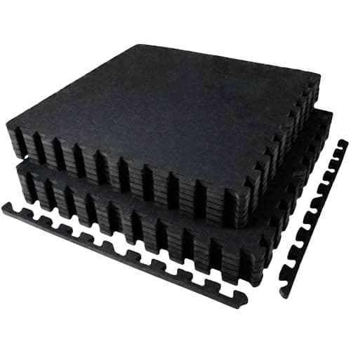 AIRHOP 12枚 4.32m² ジムマット 大判トレーニングマット 2層構造のラバーマット 床保護 防音 衝撃吸収 キズ防止 ホームジム トレーニング器具用 60×60×1.4cm
