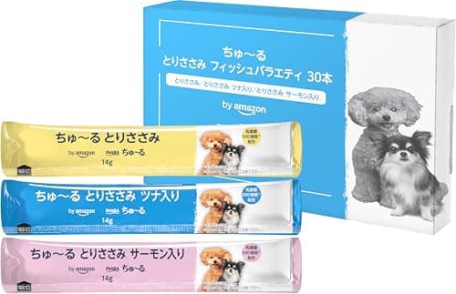 by Amazon ちゅ~る 犬用おやつ とりささみ フィッシュバラエティ 14g×30本 (SOLIMO)
