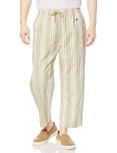 [チャンピオン] クロップドパンツ 8分丈 コットンヴィエラ 微起毛 テーパードパンツ イージーパンツ ストライプ ロングパンツ C3-T210 メンズ ベージュ L
