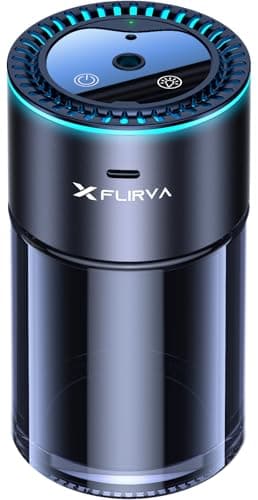 【2000mAh大容量・180mL で 20 ヶ月持続】Flirva 車 アロマディフューザー（特許取得の超音波式・静音・連続モード特許・詰まりにくい超微細ミスト・液だれ防止）8色雰囲気ライト 自動ON/OFF コードレス アルミ合金ボディ ピュアコロンの香り フランス産天然香料 F26 PLUS 車 芳香剤 車 消臭