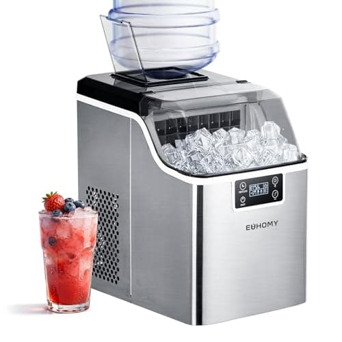 EUHOMY 製氷機 家庭用 【キューブアイス 高速製氷 】13分24個 透明な氷 大容量水タンク 3.2L 透明窓 自動洗浄機能 タイマー機能 氷保管量1200g ステンレス製 製氷器 小型 宅飲み 晩酌 卓上 キャンプ 家庭 業務用 静音 自動停止 水不足提示 ポータブル アイスメーカー 氷つくり機 日本語説明書付き