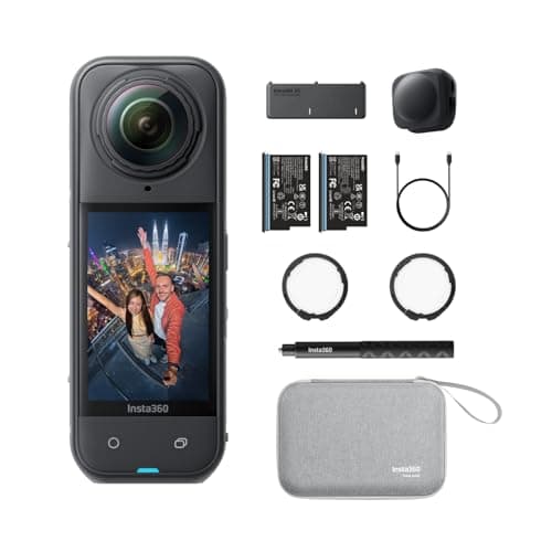 【高梨沙羅さん愛用】Insta360 X5 エッセンシャルキット ｜8K対応・防水・360度全景アクションカメラ｜夜景に強く“見えない自撮り棒”対応・手ブレ補正・交換レンズ＆長時間バッテリー搭載！