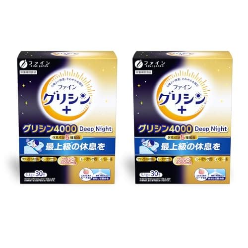 【最上級の休息を】ファイン(FINE JAPAN) スーパーグリシン4000 Deep Night 30本入 ピーチ風味 L-テアニン GABA イノシトール トリプトファン ピーチ風味 国内生産 粉末タイプ 30包入 通販専売仕様 ×2個