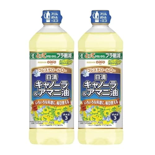 日清オイリオ キャノーラ&アマニ油 ペット (加熱調理に使える キャノーラ油とアマニ油をブレンド)亜麻仁油 オメガ3 800g×2個