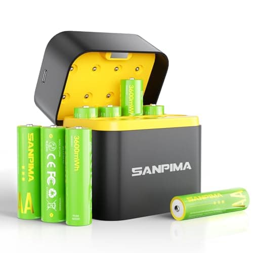 SANPIMA 単3形リチウム充電池8本 1.5V 大容量3600mWh/2400mAh 急速充電器付き