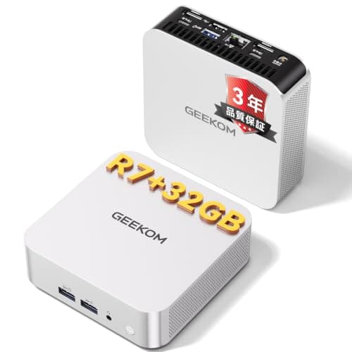 【2026 年最高峰ミニ PC】GEEKOM A7 ミニ pc AMD Ryzen 7730U 128GB RAM 拡張可能｜AI Agent マルチ実行・32GB 大メモリ｜4 画面 8K 出力｜2.5G LAN｜SD カードスロット｜ケンジントンロック｜3 年保証｜Win11｜32GB+500GB