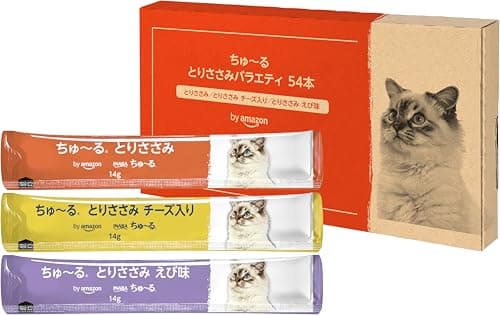 by Amazon ちゅ~る 猫用おやつ とりささみバラエティ 14g×54本 (SOLIMO)