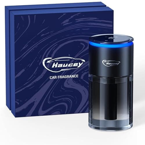 【2027年新登場・160mL 大容量】Haucey 車 芳香剤 超音波霧化アロマディフューザー【160mL容量アップモデル・3色星空ライト＆ブルー雰囲気光環・静音設計・自動ON/OFF・Type-C対応】フランス産天然エキス配合 ホワイトムスク｜上質アルミ合金ボディ＆900mAh内蔵バッテリー搭載で長時間稼働｜香りと光で落ち着いた車内空間を演出｜除臭・リラックス・消臭効果も
