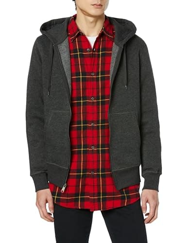 [Amazon Essentials] パーカー ジップアップ 裏起毛 メンズ ヘザーチャコール XL