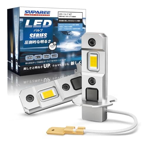 「業界最ショートタイプ！」SUPAREE led h3 イエロー フォグランプ 12V/24V兼用 トラック対応 角度調整可能 車検対応 2個セット