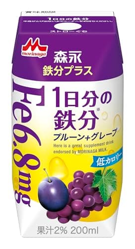 森永乳業 森永 鉄分プラス 1日分の鉄分 プルーン+グレープ 200ml [ 低カロリー 紙パック ドリンク 飲み物 常温保存 ]×24本