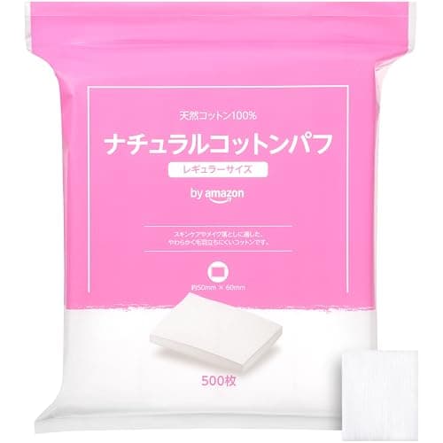 by Amazon ナチュラルコットンパフ レギュラーサイズ 500枚入