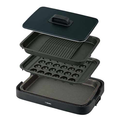 【WEB限定】象印 ホットプレート やきやき 3枚タイプ 深型プレート 焼肉プレート たこ焼きプレート ブラック EA-KK30AM-BA