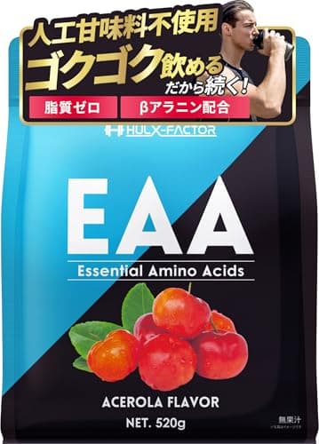 【人工甘味料不使用】 ハルクファクター EAA アセロラ風味 BCAA クエン酸 ベータアラニン 必須アミノ酸 サプリ 国産 粉末 520g
