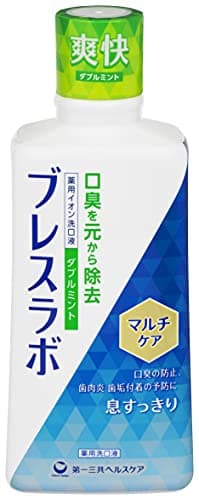 【Amazon.co.jp限定】 ブレスラボ マルチケア マウスウォッシュ ダブルミント 450mL サンプル付き 【医薬部外品】 【2大口臭を原因から除去】 洗口液 口臭ケア 歯肉炎 歯垢付着予防