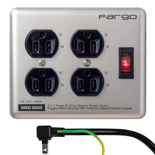Fargo STEEL TAP 電源タップ 4個口 コード長1.8m スチール製 3ピン対応 アース線付き 壁掛け対応 シルバー