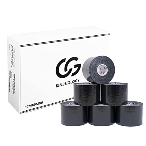 C&G キネシオロジーテープ ブラック 50mm × 5m 6巻入 伸縮 テーピング テーピングテープ キネシオテープ マラソン 膝 足首 手首 ふくらはぎ 足裏 指