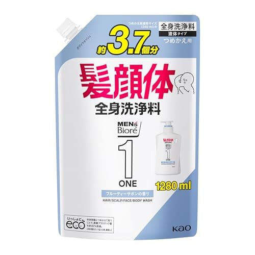 メンズビオレ ONE オールインワン 全身洗浄料 フルーティーサボンの香り つめかえ用 1280ml ボディウォッシュ