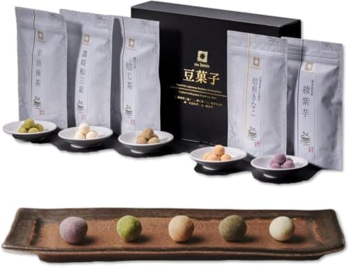 高級 豆菓子 - the bean - ギフトセット 【 讃岐和三盆 焙じ茶 焙煎きなこ 宇治抹茶 綾紫芋 紀州南高梅 各60g 計360g 】 熨斗なし 恵み茶屋