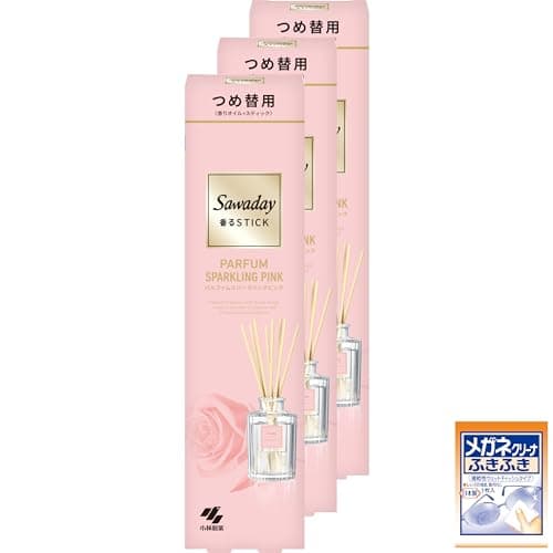 【Amazon.co.jp限定】【まとめ買い】 サワデー香るスティック パルファム スパークリングピンク 詰替え70ml×3個 おまけ付き 小林製薬