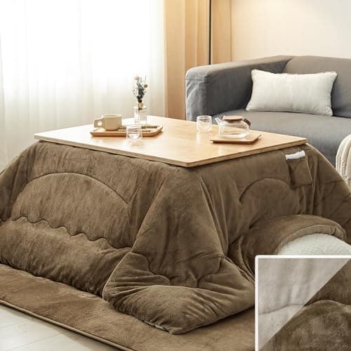 VK Living こたつ布団 長方形 単品185×235cm 中綿1.8kg 【SUPER HOT】 発熱綿使用+LockHeat速暖発熱繊維 撥水加工 ポケット付き フィットキルト こたつ掛け布団 リバーシブル 両面使える フランネル 24時間持続制菌消臭 保温性 丸洗いOK 静電気防止 毛抜けない ベージュ/ブラウン