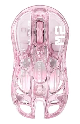 GravaStar MERCURY M2 ワイヤレス ゲーミングマウス 無線 PAW3395搭載 透明ピンク かわいいピンク 79g軽量 RGBライト