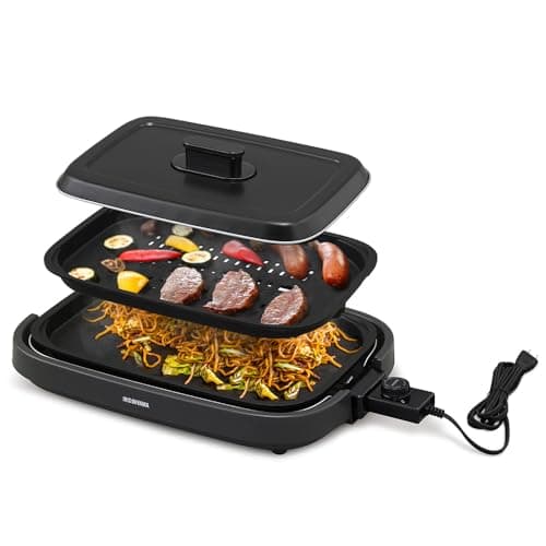 アイリスオーヤマ ホットプレート 網焼き風ホットプレート 2枚焼き (平面プレート/焼肉プレート) シンプル ZIHA-A20-HA アッシュ 【Amazon.co.jp限定】