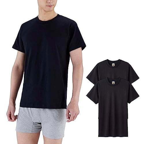 (グンゼ)GUNZE インナーシャツ G.T.HAWKINS 綿100% Tシャツ 2枚組 HK10132 97 ブラック LL