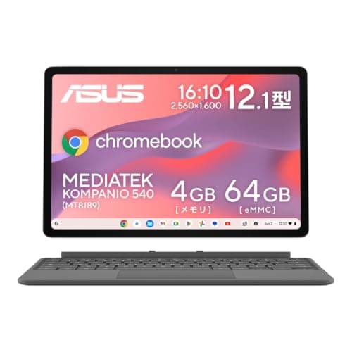 【Amazon.co.jp限定】 ASUS Chromebook クロームブック CM32 Detachable 12.1インチ 2in1 タブレット MediaTek Kompanio 540 4GB メモリ 64GB eMMC 日本語キーボード 重量620g クラウドチタニウム CM3206DM4A-TR0053
