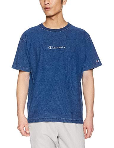 [チャンピオン] Tシャツ 半袖 綿100% 9.4oz インディゴ糸 スクリプトロゴ刺繍 ショートスリーブTシャツ C3-P319 メンズ ストーンウォッシュブルー M