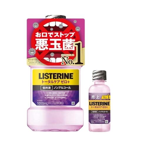 【Amazon.co.jp限定】 LISTERINE(リステリン) トータルケア ゼロプラス マウスウォッシュ 液体歯磨 低刺激 ノンアルコール クリーンミント味 1000ml+100mlセット 低刺激タイプ 医薬部外品
