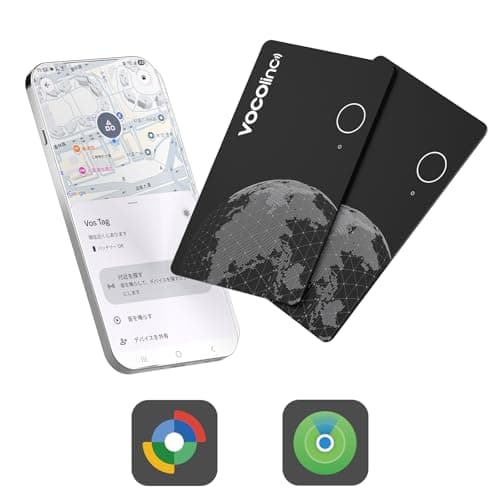 VOCOlinc エアタグ カード型 2枚セット（ios/Android 用）ワイヤレス充電式 紛失防止タグ