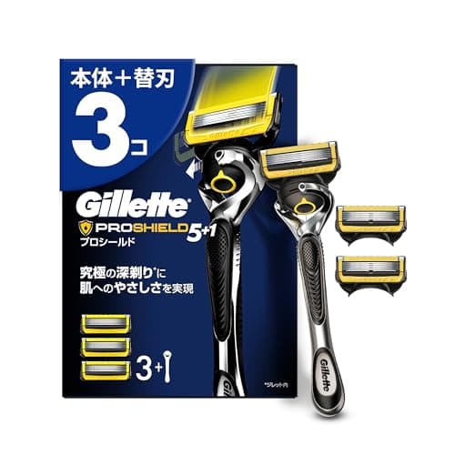 Gillette ジレット 髭剃り 本体 替刃 3個 カミソリ 剃刀 メンズ 深剃り 肌に優しい プロシールド 【Amazon.co.jp限定】