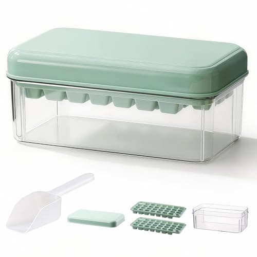 Mornpeak 製氷皿 2枚セット 60個取り【押すだけでスルッと外れる】アイストレー 製氷器 氷作る容器 フタ付き 重ね置きOK BPAフリー ニオイ移り防止 家庭用（グリーン）
