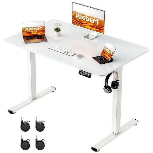 Alebert 昇降式デスク 電動 スタンディングデスク オフィスワークテーブル 幅100cm 耐荷重60kg 高さメモリー機能 上下自動昇降