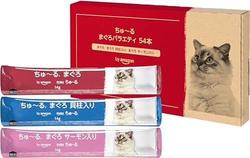 by Amazon ちゅ~る 猫用おやつ まぐろバラエティ 14g×54本 (SOLIMO)