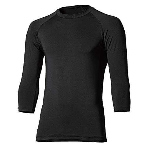 おたふく手袋 夏用インナー 7分袖 丸首 [接触冷感 吸汗速乾 消臭 コンプレッション UＶカット メンズ] JW-629 ブラック LL