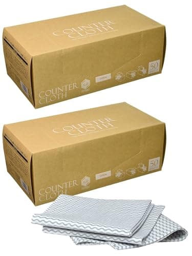 ストリックスデザイン カウンタークロス BOX 抗菌 厚手 大判 100枚 (50枚×2セット) グレー 丈夫で破れにくい 油汚れをしっかりと拭き取る ボックス 使い捨て ダスター 台拭き ふきん SA-164