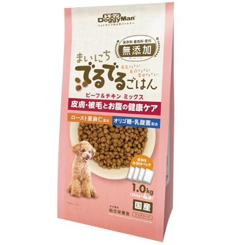 ドギーマン まいにちでるでるごはん 皮膚・被毛とお腹の健康ケア 1kg(250g×4袋) 犬用 ドッグフード
