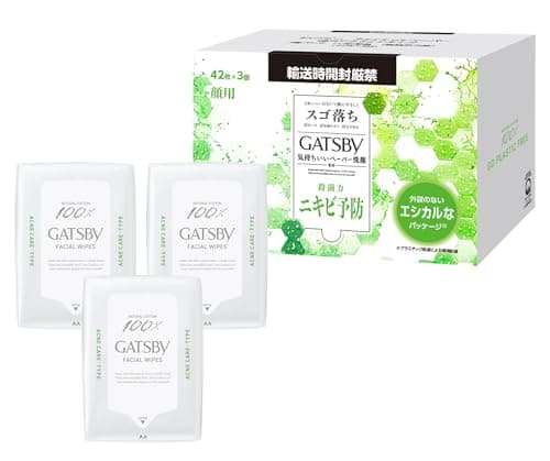 【Amazon.co.jp限定】 GATSBY(ギャツビー) 【医薬部外品】 フェイシャルペーパー 薬用アクネケアタイプ メンズ 洗顔シート セット 外装袋レス仕様 42枚×3個